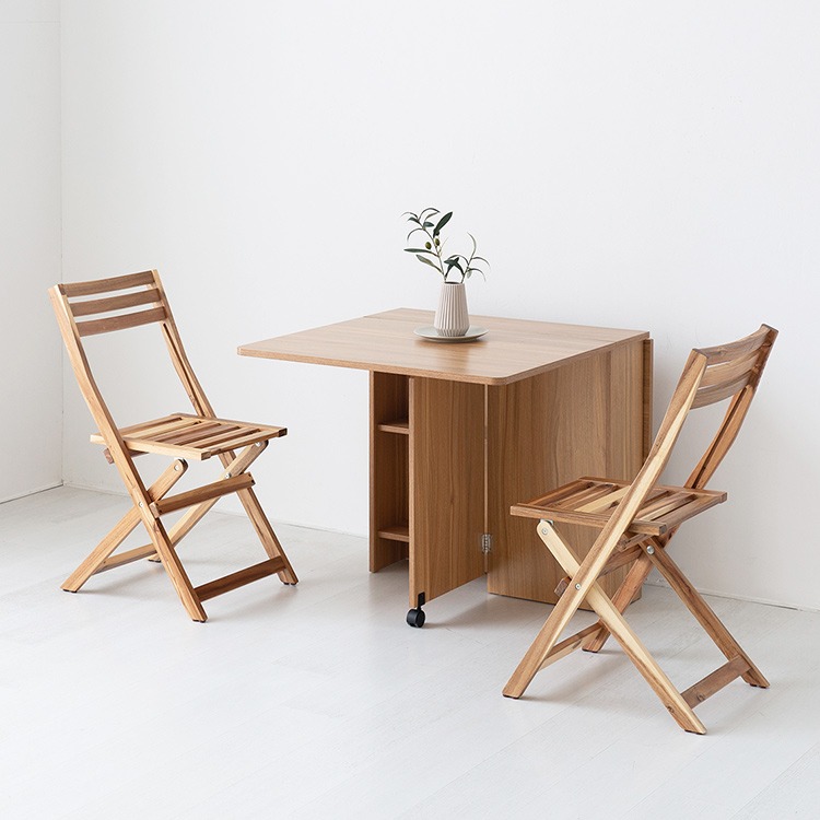 OLVIA 접이식테이블 + TANG 원목접이식의자 2인 세트