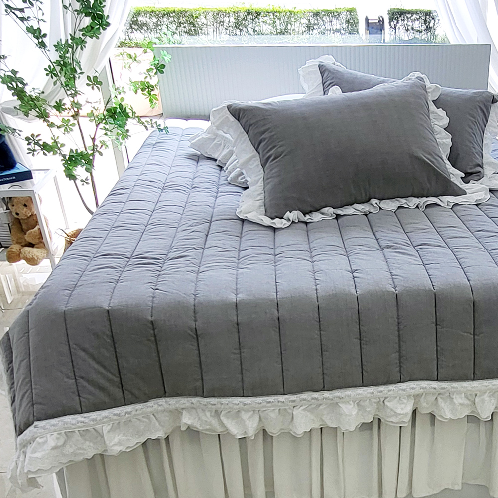60수 순면 워싱 스프레드 예쁜 레이스 프릴 감성가득 패드 - 상세 이미지 3