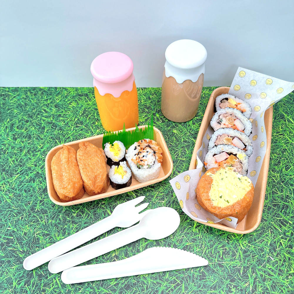 크라프트 포장 용기 50p 떡 김밥 낮은 직사각 1호 일회용 샌드위치 케이스 - 상세 이미지 3