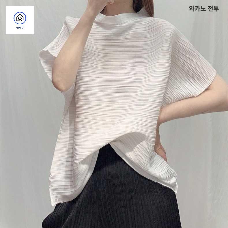 상의 여름 플리츠 루즈핏 반팔 블라우스 - 상품 이미지