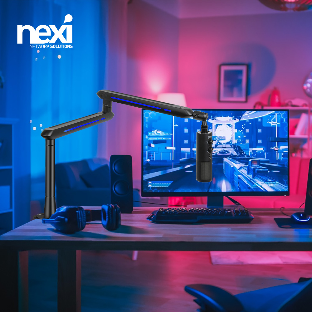 RGB 라이팅 게이밍 마이크 암 스탠드 콘덴서 마이크 붐 거치대 스튜디오 3/8 5/8 - 상세 이미지 2