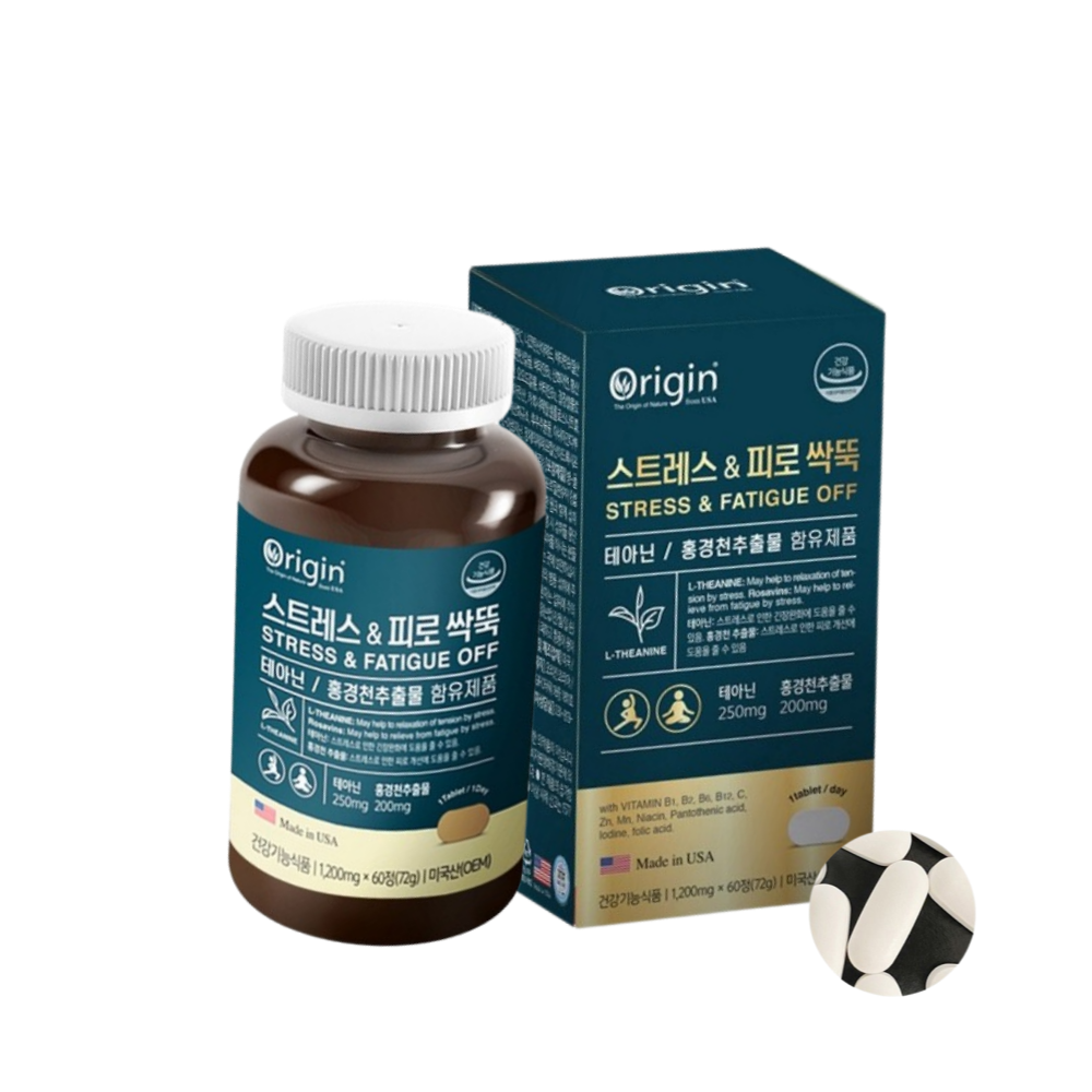 홍경천 테아닌 스트레스 & 피로싹뚝 1,200mg 60정 2개월분 피로개선 스트레스해소 영양제 - 상품 이미지
