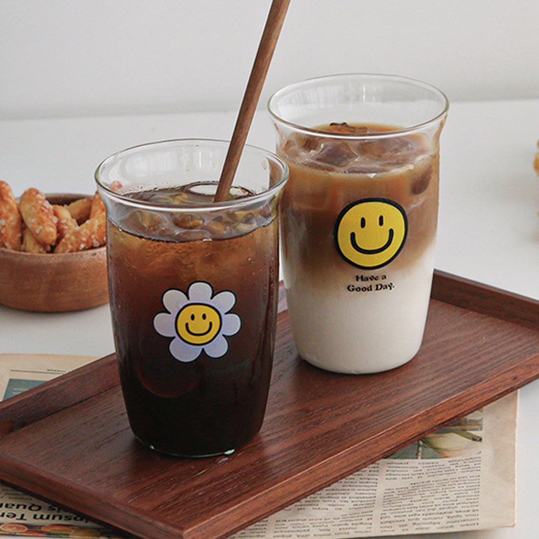 스마일 레터링 아이스커피잔 플랫화이트 아인슈페너 아이스아메리카노잔 500ml 이미지 7