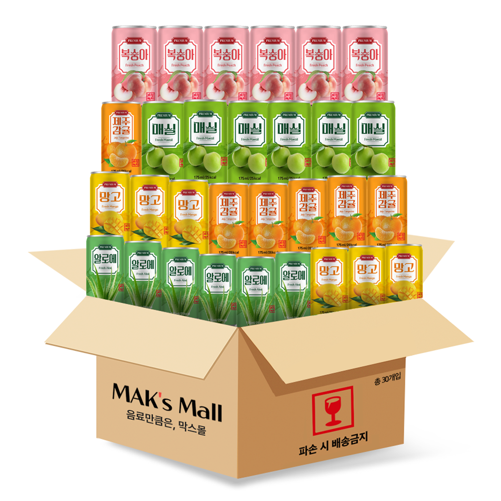 한모금 과즙 다인 알로에 복숭아 매실 제주감귤 망고 175ml 30캔 미니 캔음료 음료수 - 상품 이미지