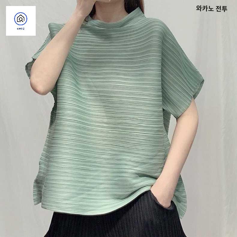 상의 여름 플리츠 루즈핏 반팔 블라우스 - 상세 이미지 4