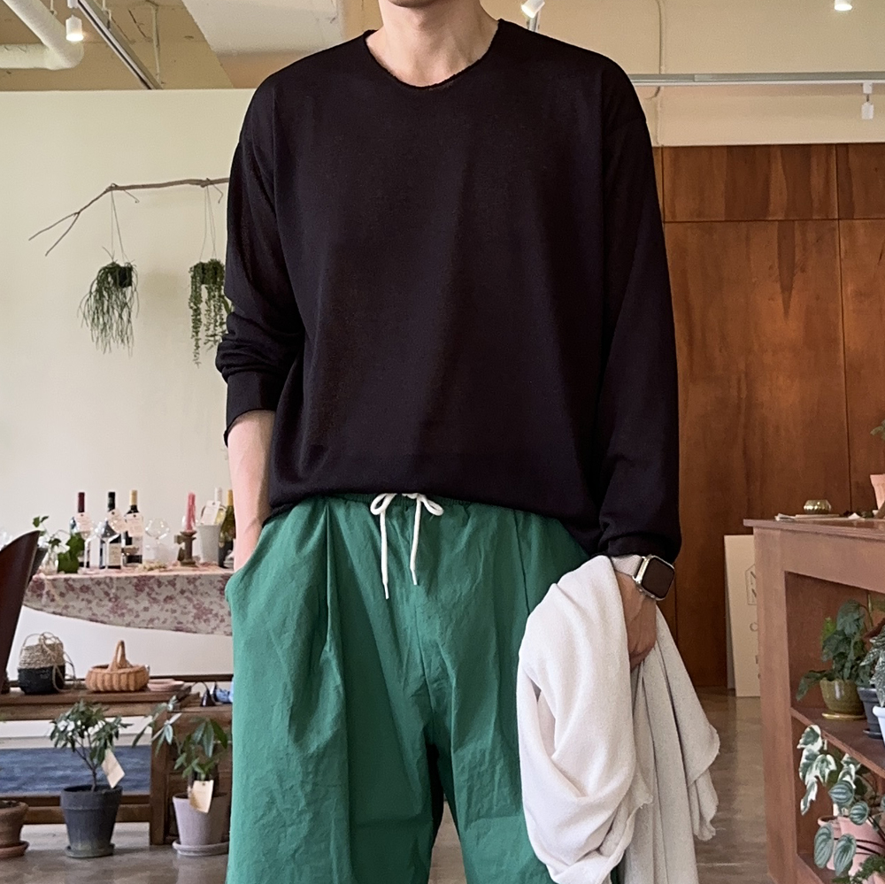 린넨 티셔츠 오버핏 쿨 여름 보트넥 바캉스 남자 긴팔티 - 상세 이미지 3
