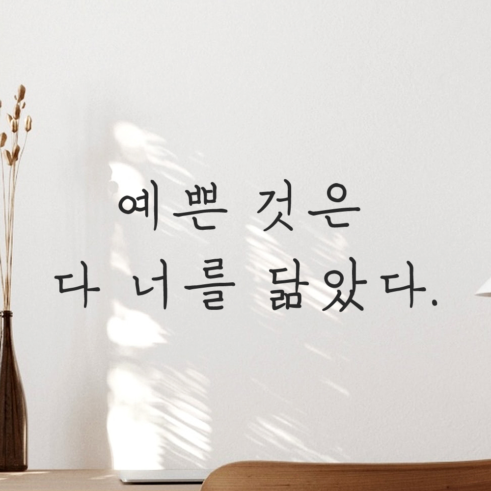 인테리어 포인트 감성 손글씨 레터링 스티커 예쁜 것은 다 너를 닮았다 LH-061S검정 이미지 6