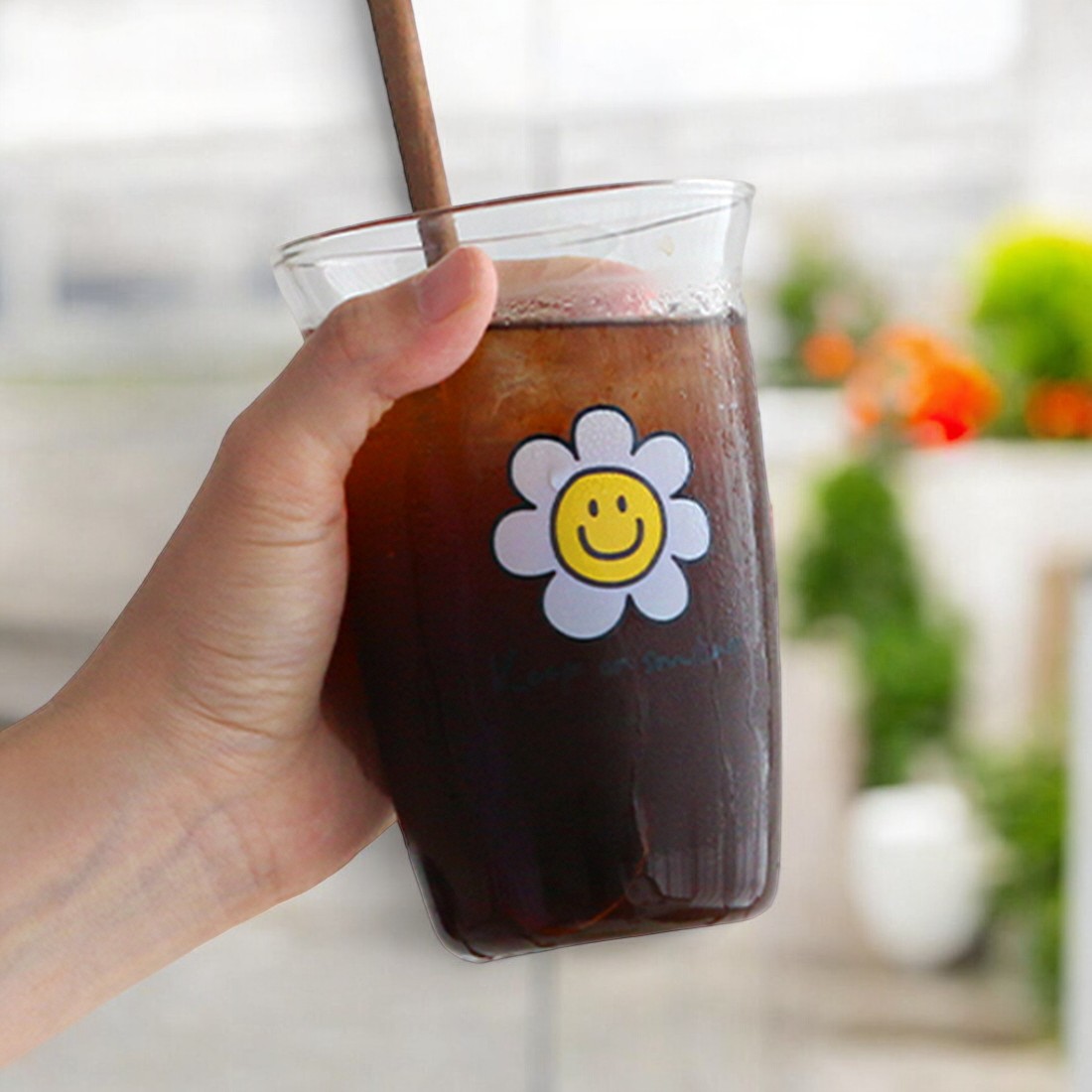 스마일 레터링 아이스커피잔 플랫화이트 아인슈페너 아이스아메리카노잔 500ml - 상세 이미지 3