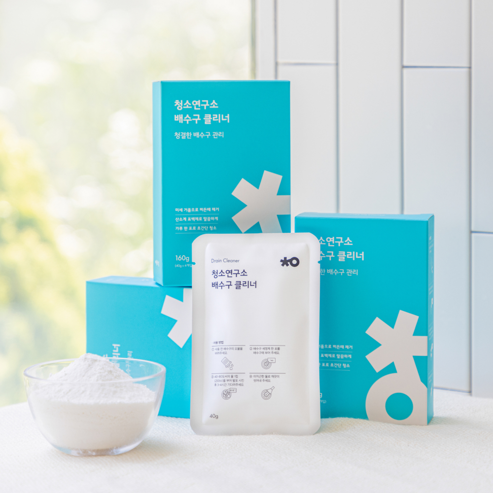 청소연구소 배수구 클리너 4개입 가루형 청소 싱크대 세면대 하수구 탈취 세정 - 상세 이미지 2