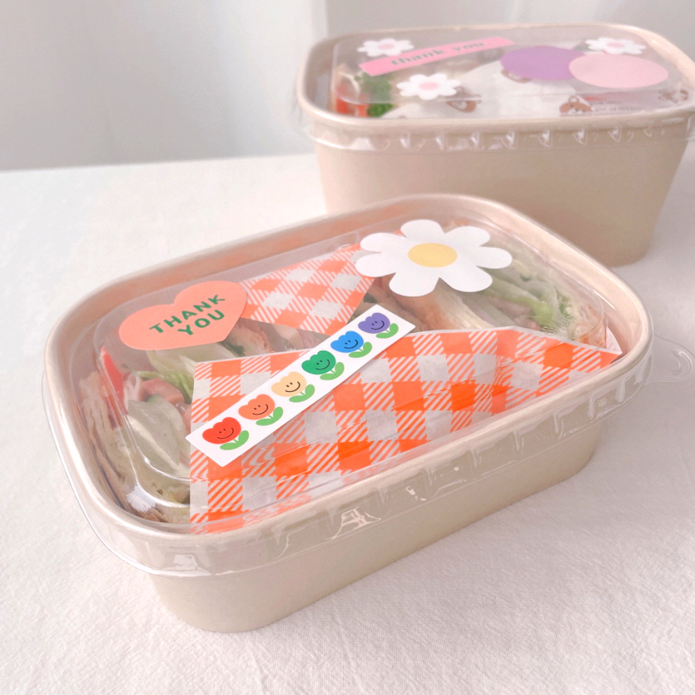크라프트 포장 용기 50p 떡 김밥 낮은 직사각 1호 일회용 샌드위치 케이스 - 상세 이미지 4