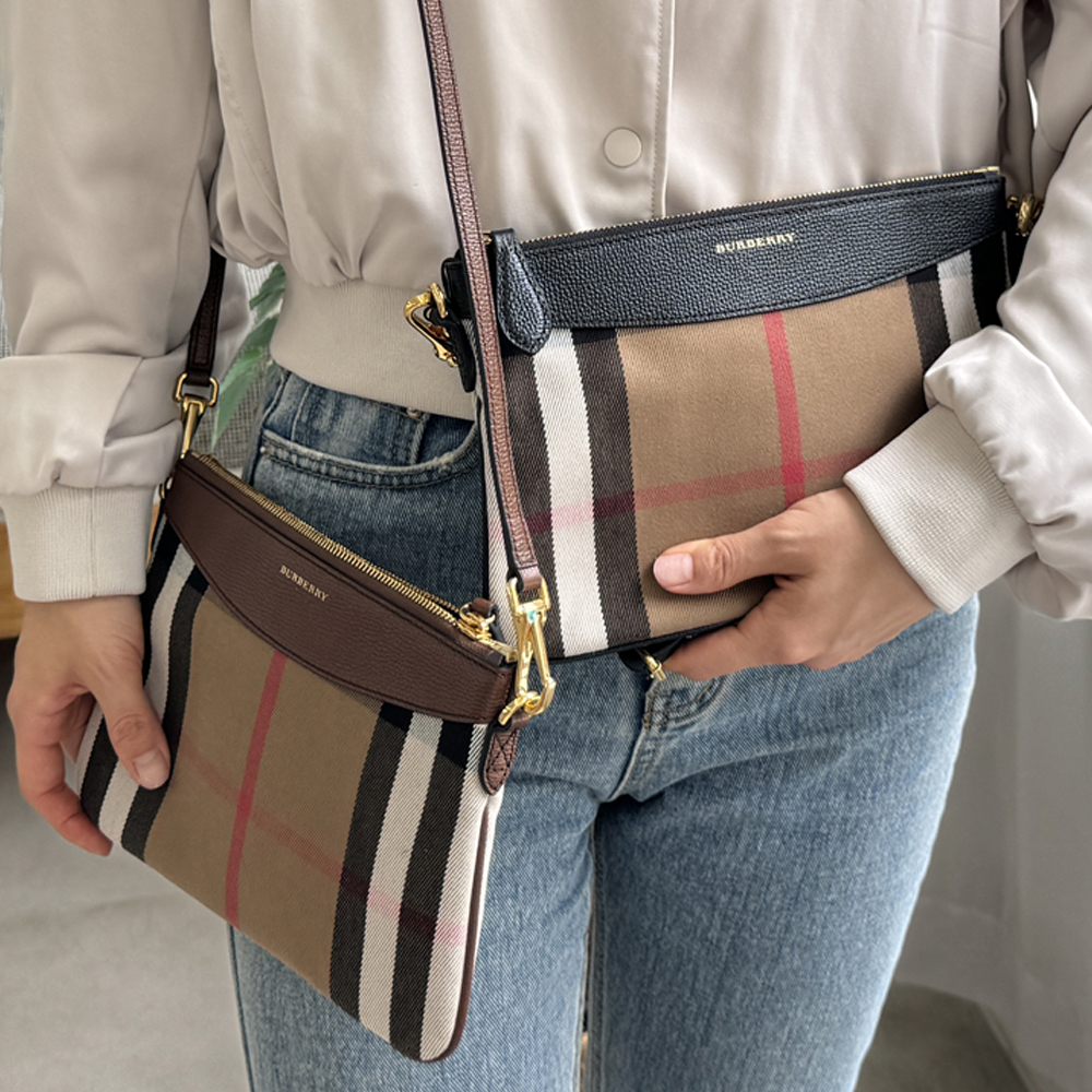 버버리 뉴페이톤 크로스백 가방 브라운 블랙 39753741 80201771