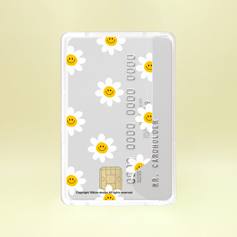 아이폰 맥세이프 카드지갑 투명 베이직 스마일 꽃 패턴