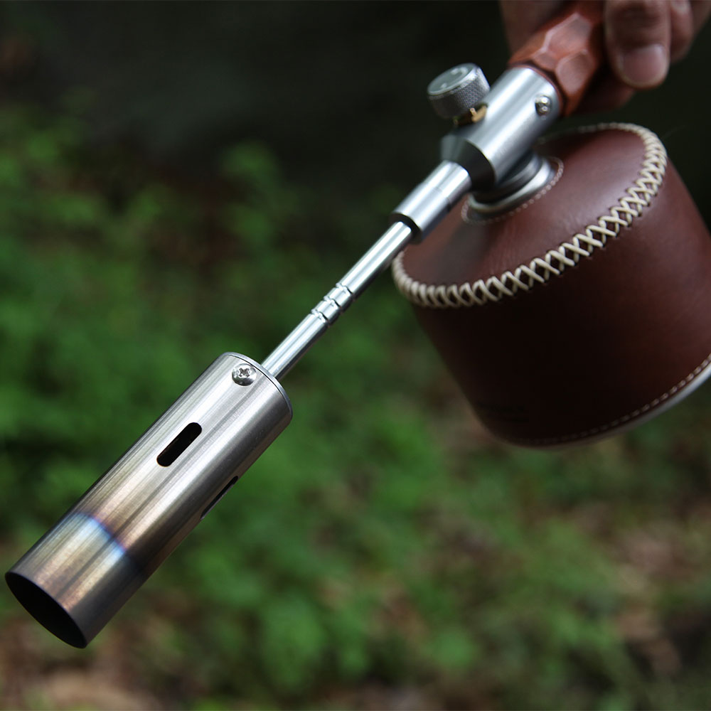 빈슨메시프 포터블 3단 토치 블랙 휴대용 롱 조립식 요리용 캠핑 부탄 가스토치 전용 하드케이스 포함