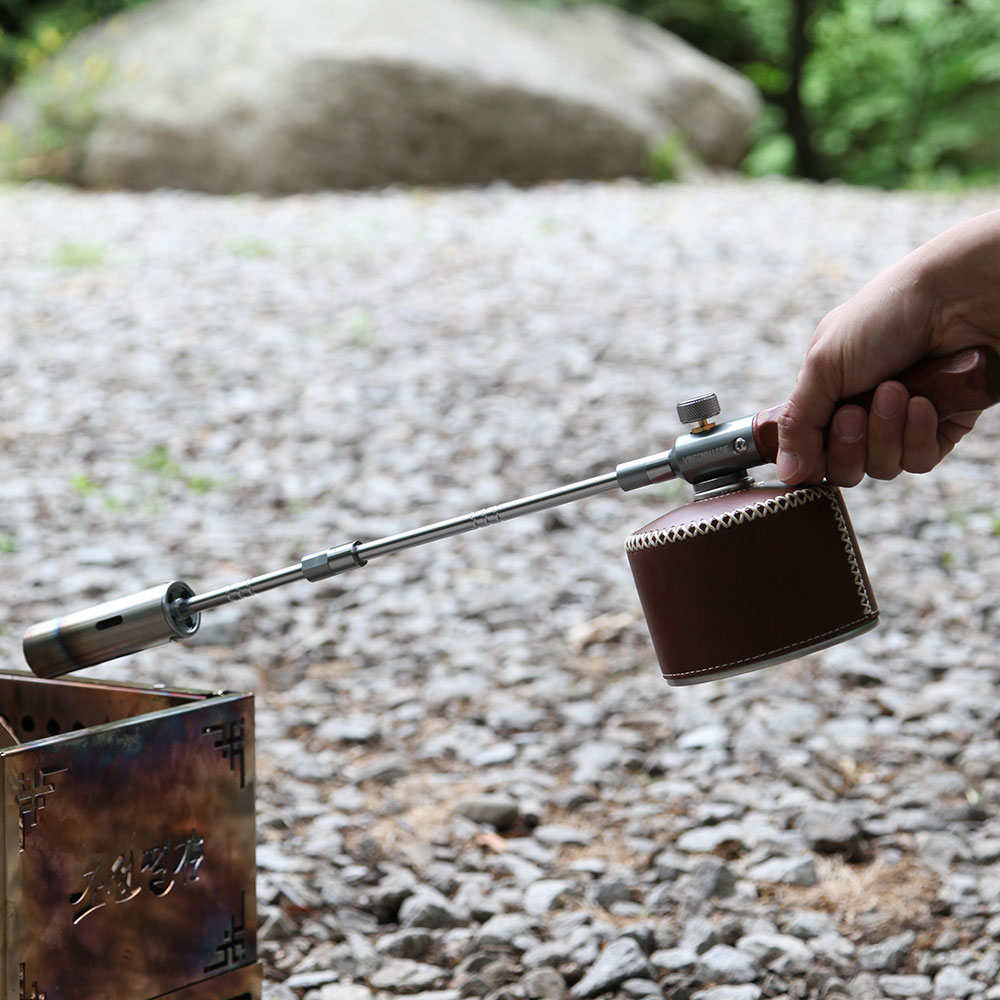 빈슨메시프 포터블 3단 토치 블랙 휴대용 롱 조립식 요리용 캠핑 부탄 가스토치 전용 하드케이스 포함