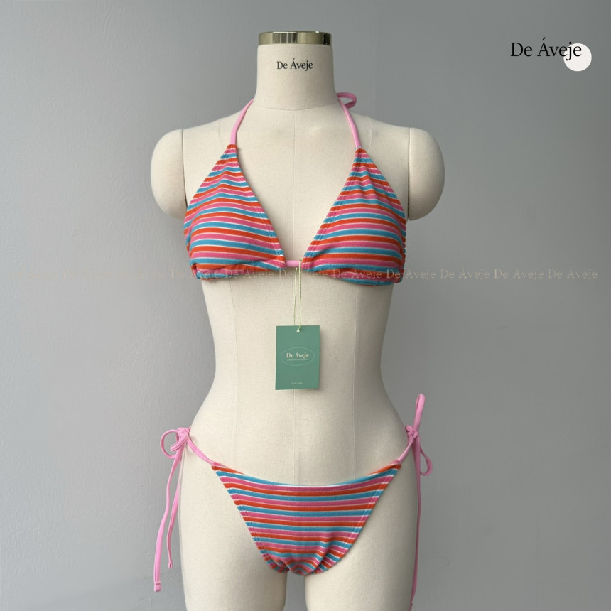 스트라이프 비키니 비비드 타월 끈 홀터넥 DRIP 상세 이미지 11