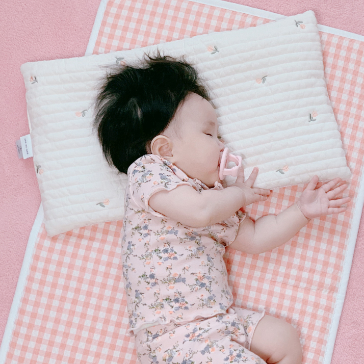 마롤로뜨 아기베개 누빔 씬필로우 유아 신생아 돌 낮은베개 나염 초코베어