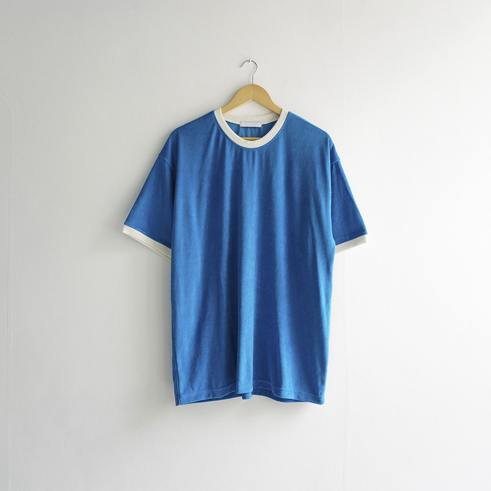여름 테리 타월 링거티 오버핏 배색 반팔 티셔츠 3color 이미지 8