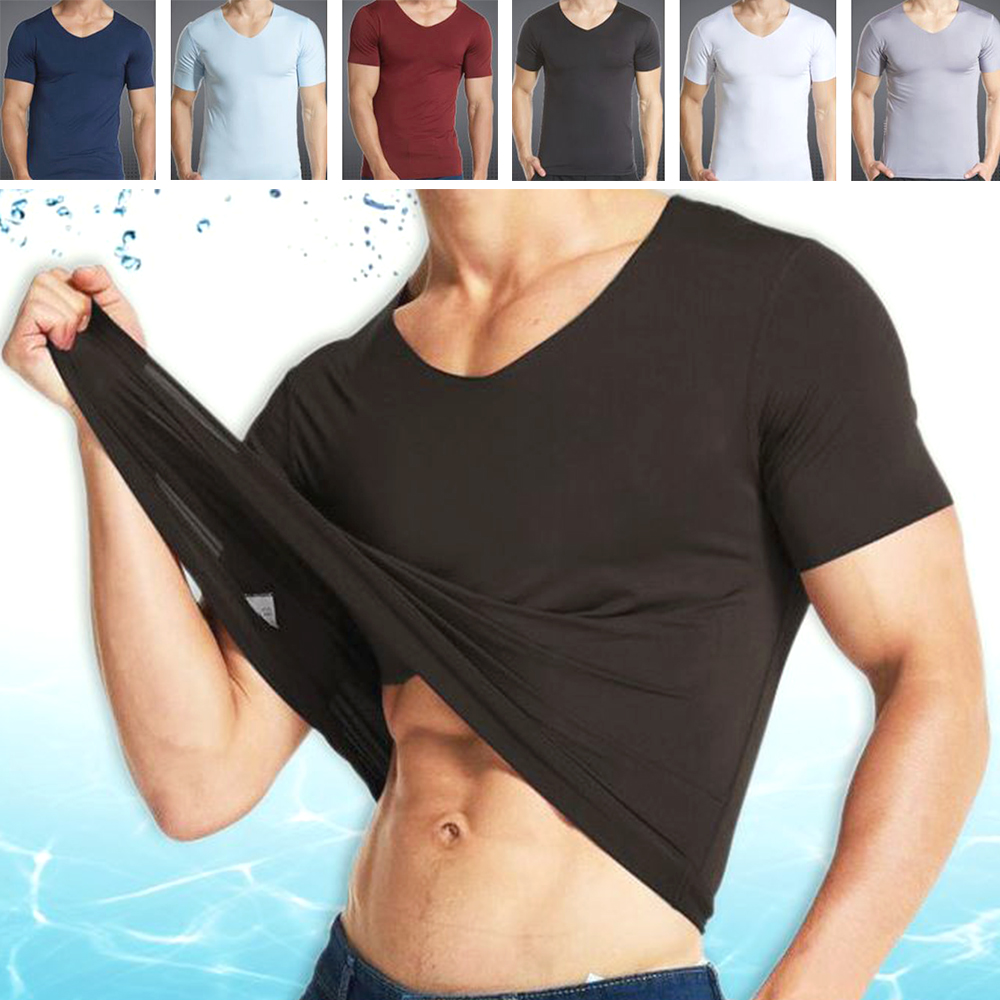 남성 브이넥 반팔티 무지 여름 남자 노라인 냉감 무봉제 런닝