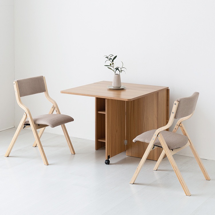 OLVIA 접이식테이블 + 벤우드 접이식의자 2인 세트