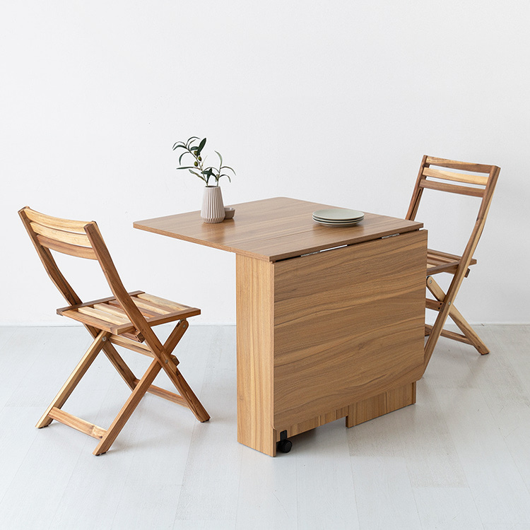 OLVIA 접이식테이블 + TANG 원목접이식의자 2인 세트