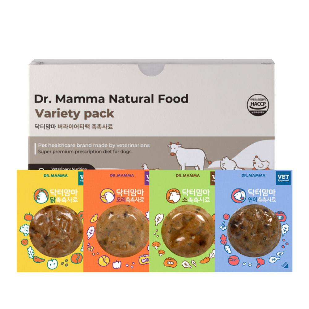 닥터맘마 촉촉사료 버라이어티팩 700g 노령견 습식사료 화식 오일제외