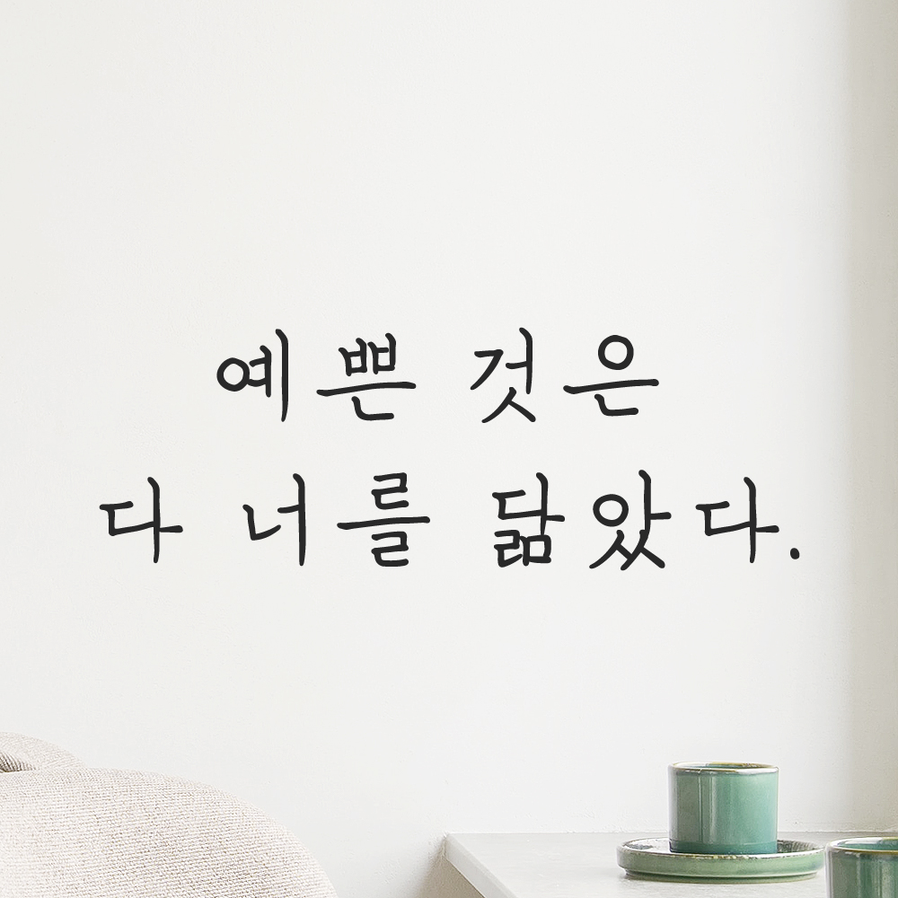 인테리어 포인트 감성 손글씨 레터링 스티커 예쁜 것은 다 너를 닮았다 LH-061S검정 이미지 8