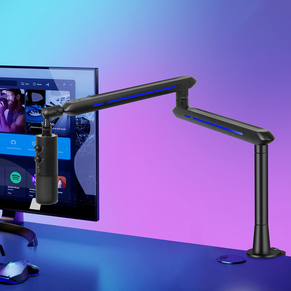 RGB 라이팅 게이밍 마이크 암 스탠드 콘덴서 마이크 붐 거치대 스튜디오 3/8 5/8