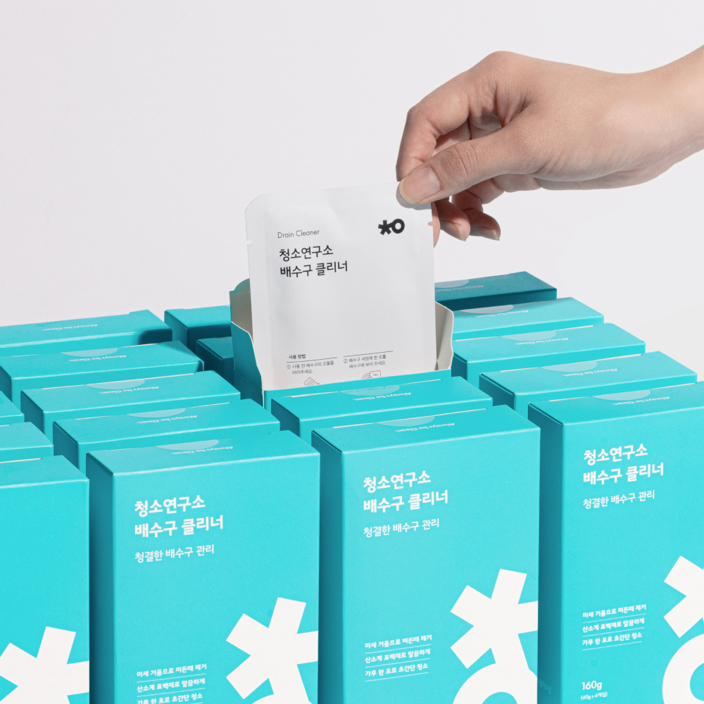청소연구소 배수구 클리너 4개입 가루형 청소 싱크대 세면대 하수구 탈취 세정 - 상세 이미지 5