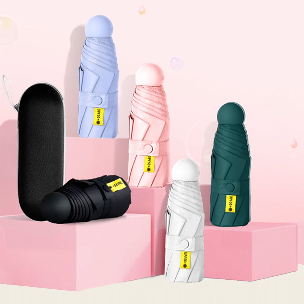 미니 캡슐 우산 양산 UV 차단 6color 초경량 소형 암막 마카롱 3단 우양산 자외선 - 상품 이미지