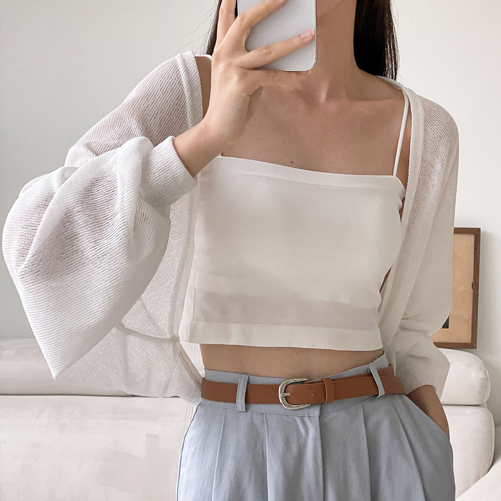 썸머 가디건 여성 여름볼레로 가디건 여름 크롭 긴팔 얇은 시스루 제품 이미지