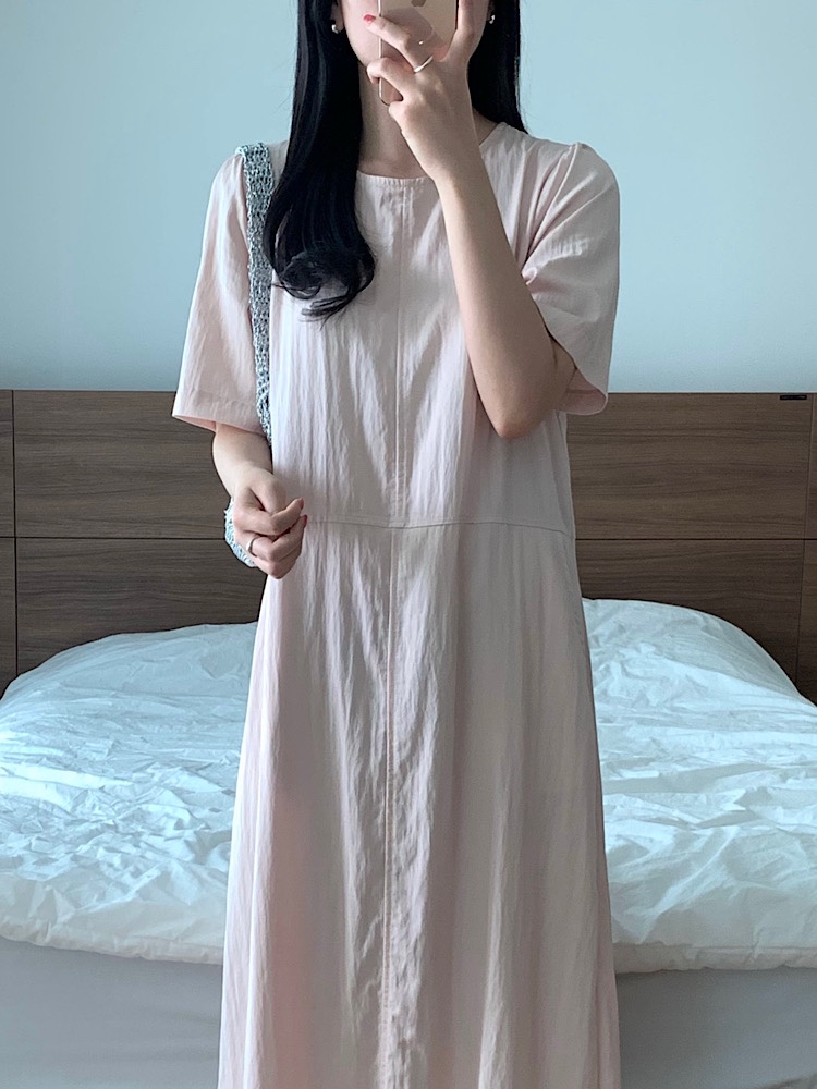 [당일배송] 반팔 롱 원피스 빅사이즈 장마룩 호캉스룩