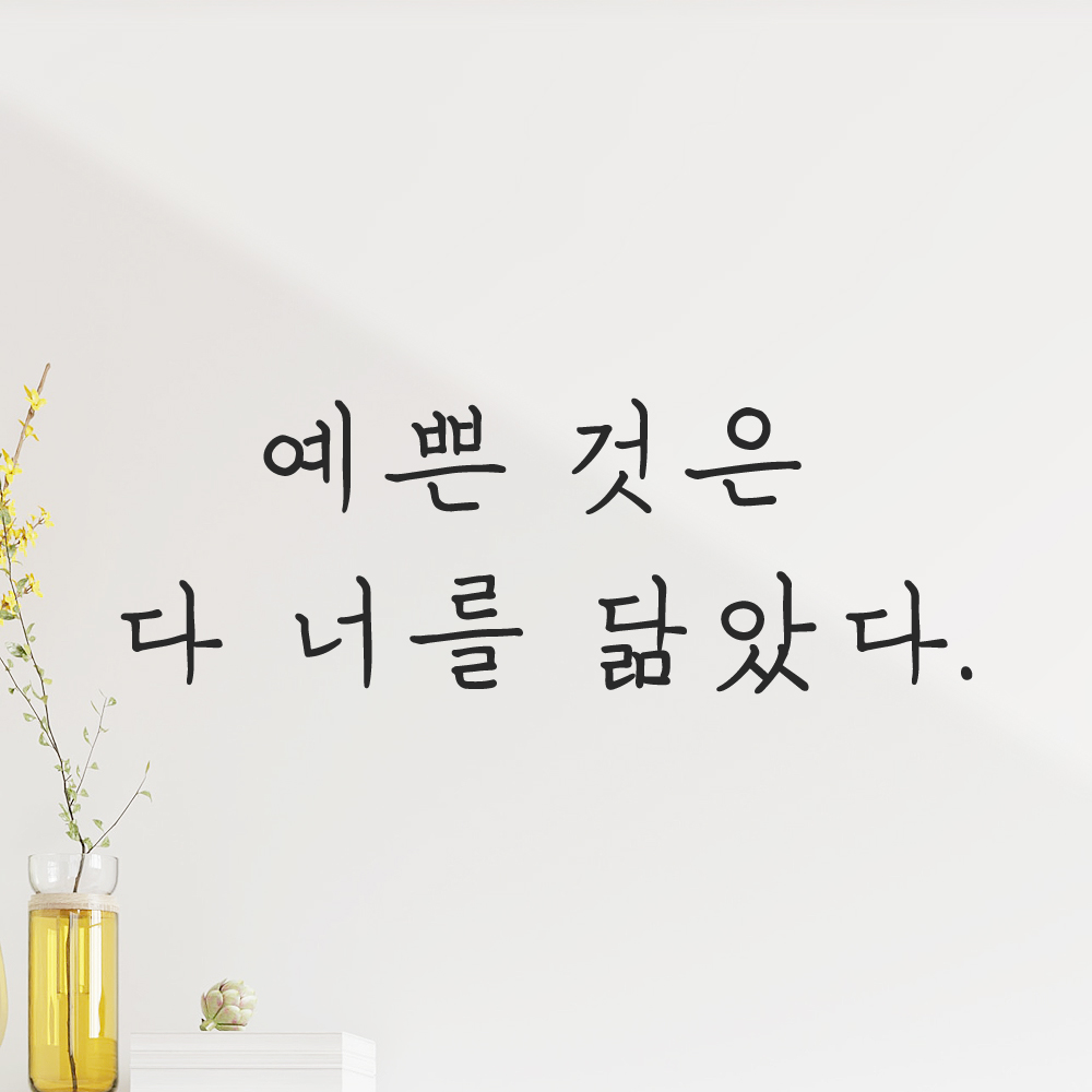 인테리어 포인트 감성 손글씨 레터링 스티커 예쁜 것은 다 너를 닮았다 LH-061S검정 이미지 7