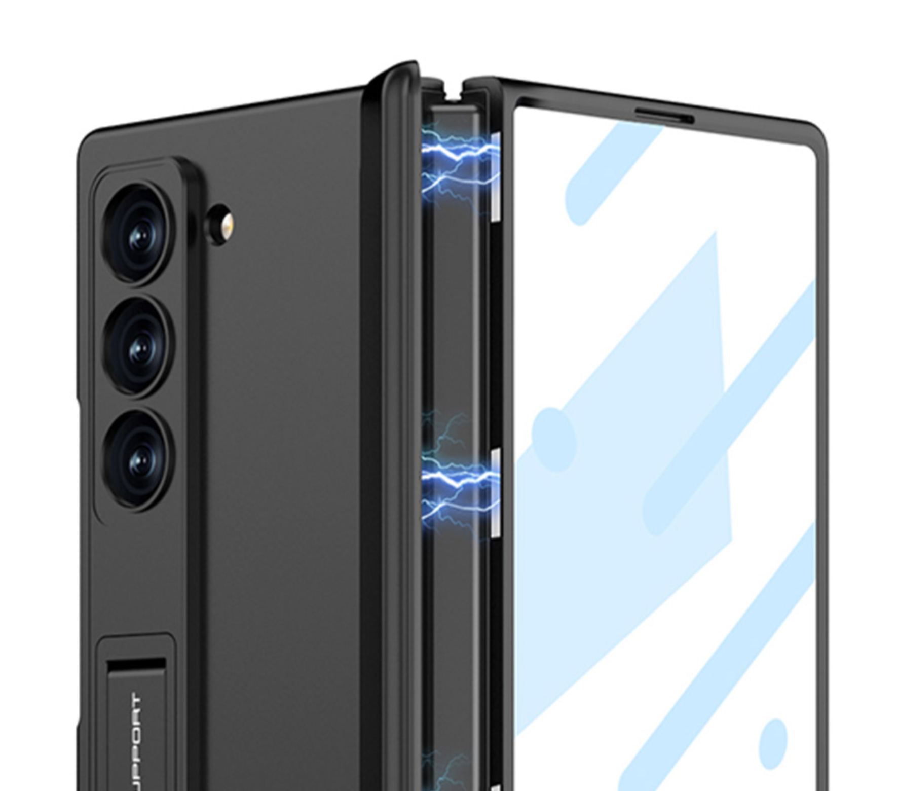 힌지보호 풀커버 스탠딩 케이스 블랙, 갤럭시Z 폴드6 - 상세 이미지 5