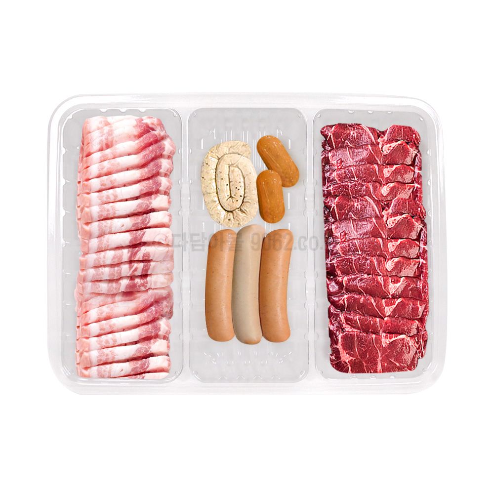 정육포장용기 3칸 SS-3C (PET) 10개 : 에스엔디몰