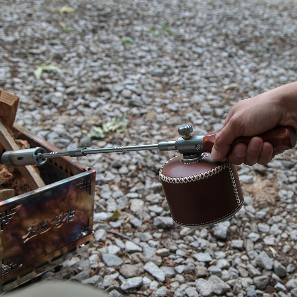 빈슨메시프 포터블 3단 토치 블랙 휴대용 롱 조립식 요리용 캠핑 부탄 가스토치 전용 하드케이스 포함