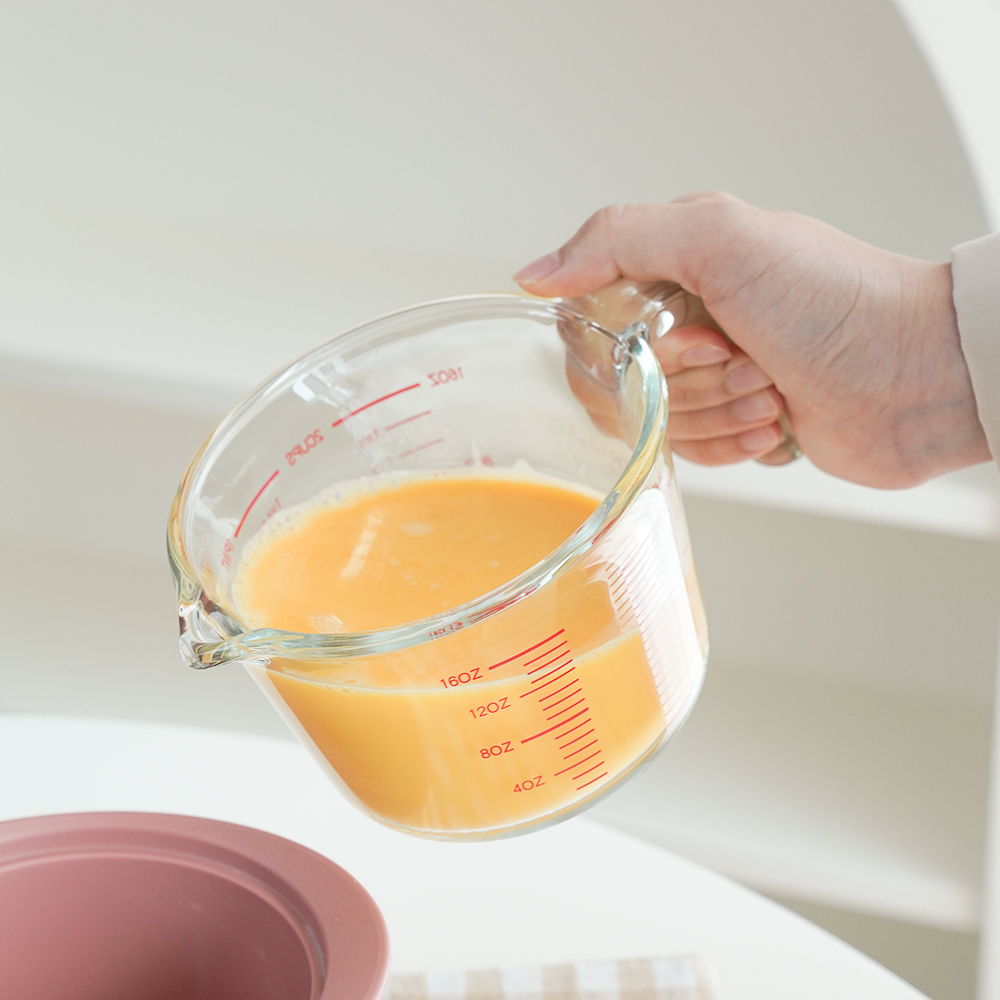 퍼기 내열유리 이유식 계량컵 전자레인지 사용 가능 눈금컵 500ml - 메인 이미지
