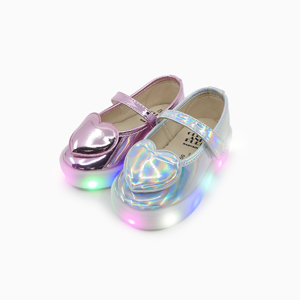 베이비솔 여아구두 유아 구두 아기 메리제인 운동화 LED 신발 오로라하트 - 상품 이미지