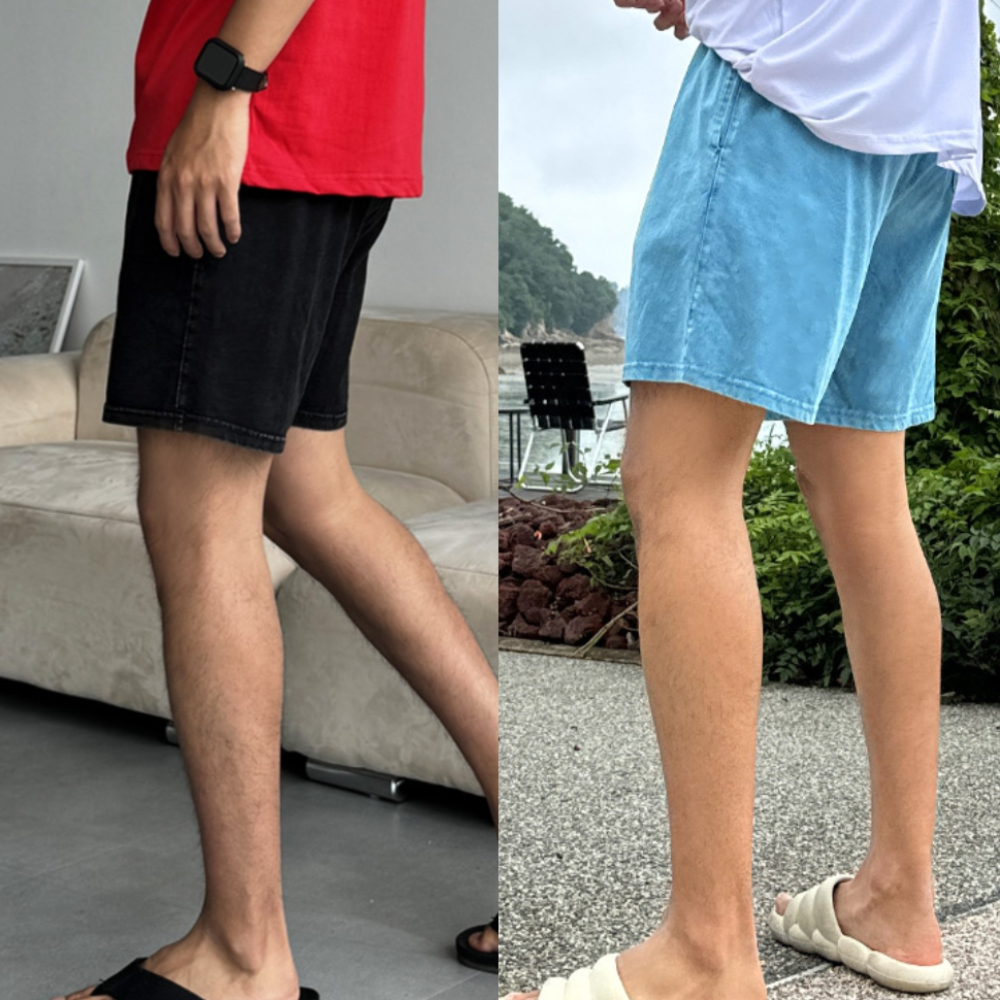 남자 엘리아 여름 샌드워싱 피그먼트 코튼 반바지 쇼츠 - 메인 이미지