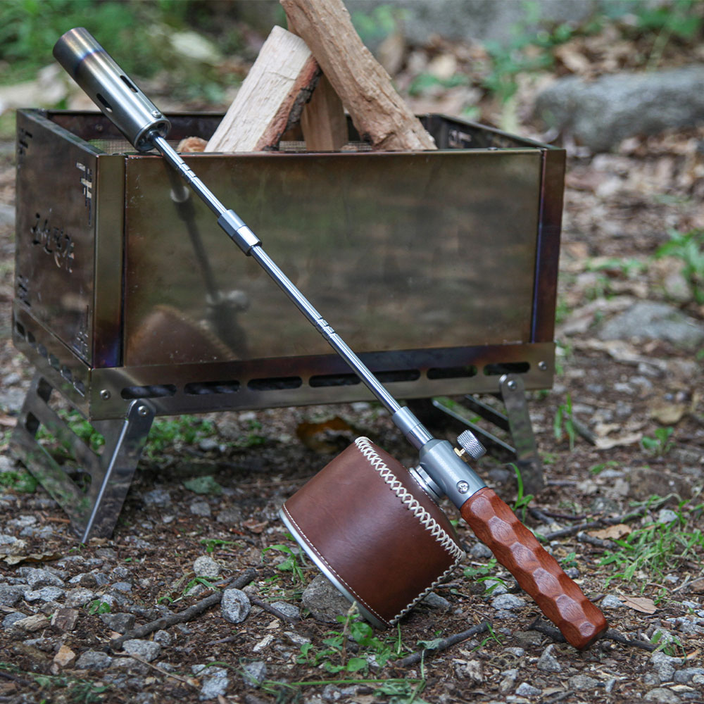 빈슨메시프 포터블 3단 토치 블랙 휴대용 롱 조립식 요리용 캠핑 부탄 가스토치 전용 하드케이스 포함