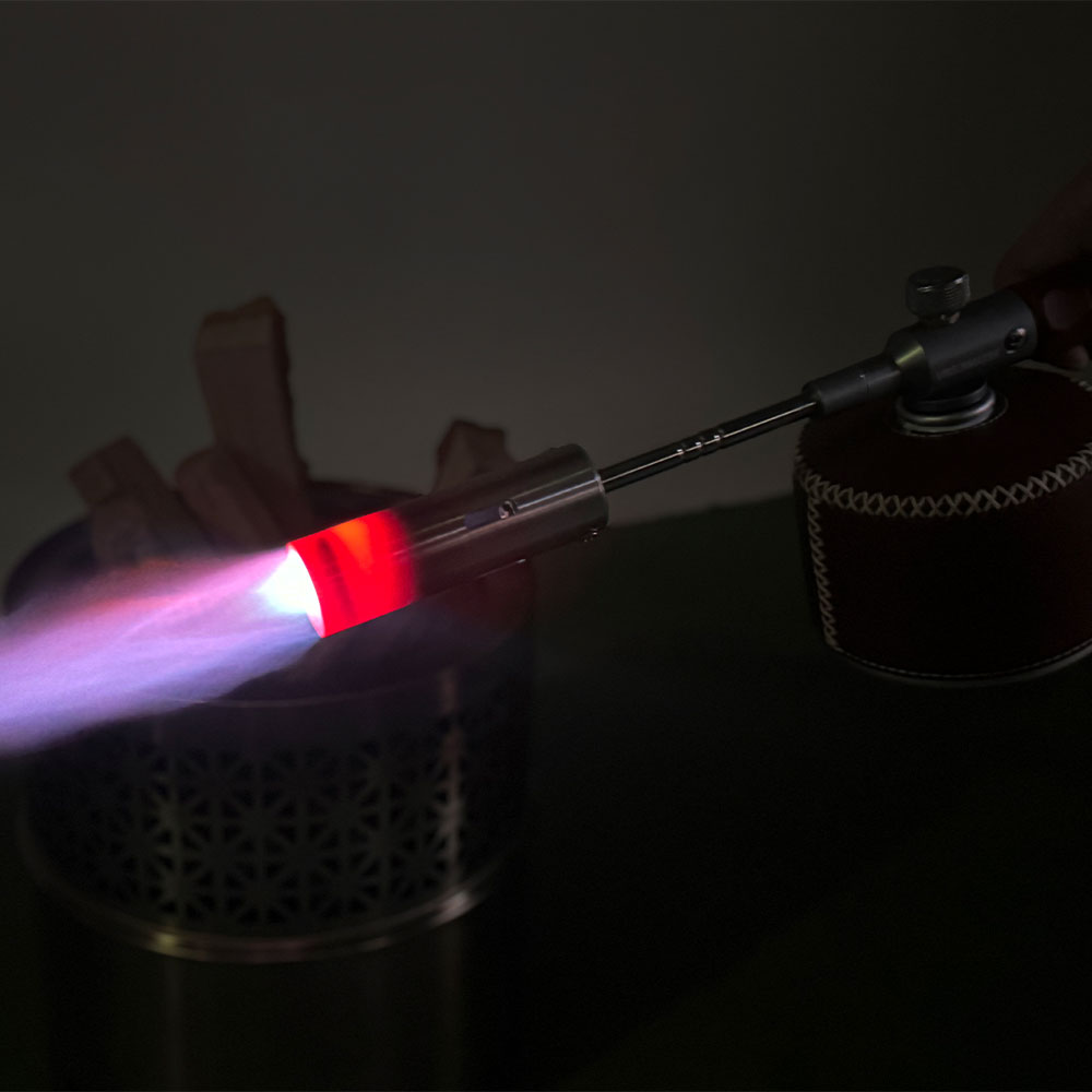 빈슨메시프 포터블 3단 토치 블랙 휴대용 롱 조립식 요리용 캠핑 부탄 가스토치 전용 하드케이스 포함