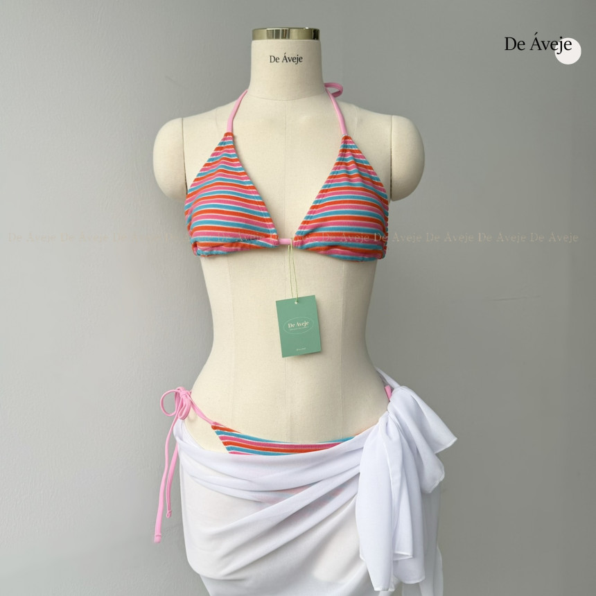 스트라이프 비키니 비비드 타월 끈 홀터넥 DRIP 상세 이미지 16