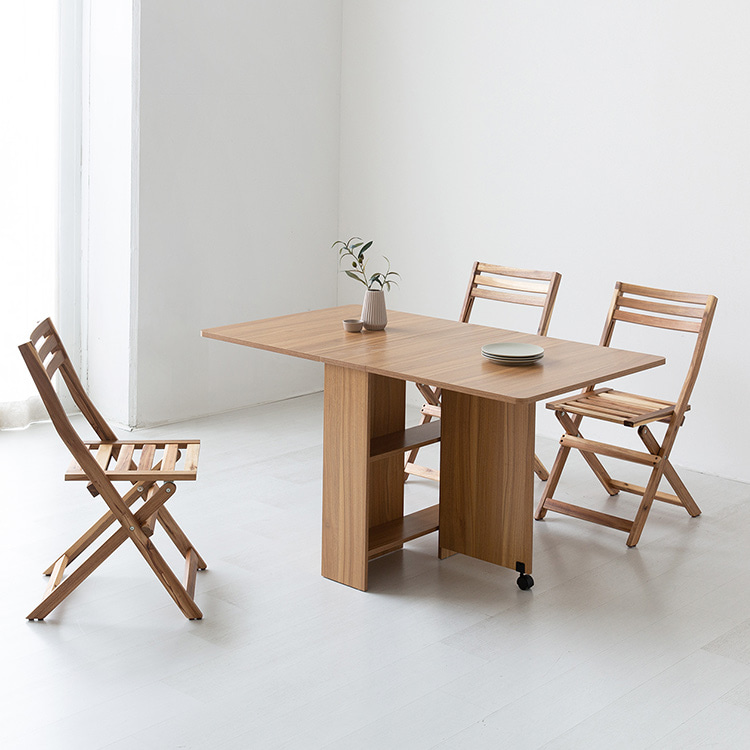 OLVIA 접이식테이블 + TANG 원목접이식의자 2인 세트