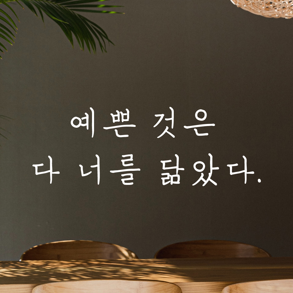 인테리어 포인트 감성 손글씨 레터링 스티커 예쁜 것은 다 너를 닮았다 LH-061S검정 - 상세 이미지 2