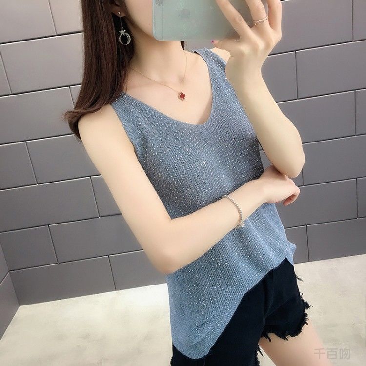 여자여자몰 매력철철 4계절활용 브이넥 펄니트나시 셔츠레이어드 보석이너티 - 상세 이미지 4