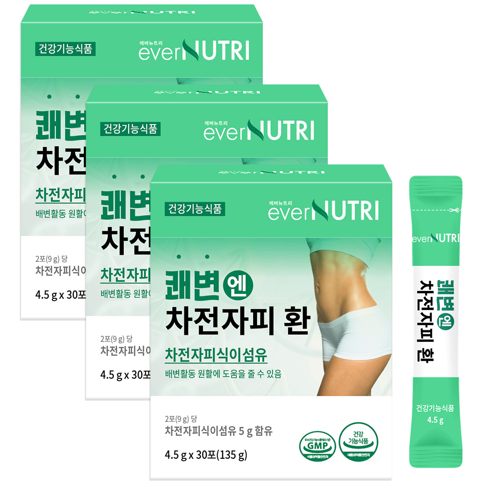 에버뉴트리 쾌변엔 차전자피 식이섬유 환 30포, 3개