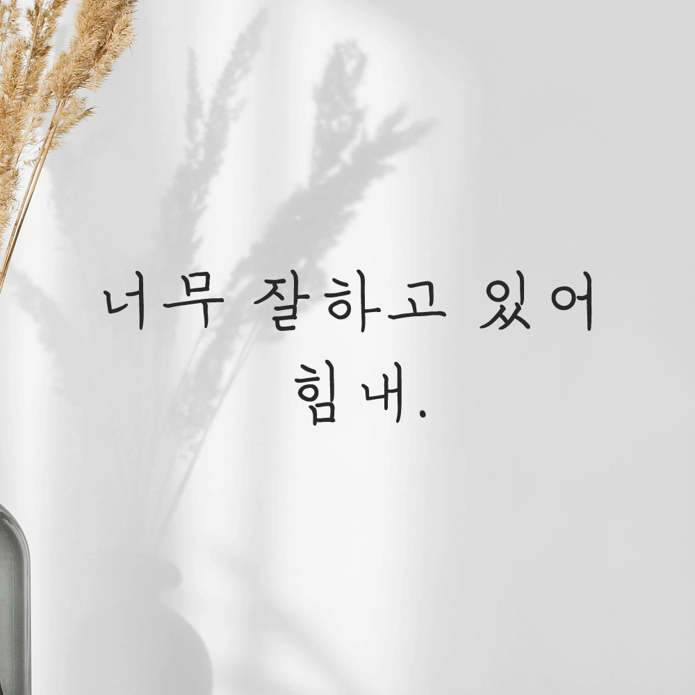 인테리어 포인트 감성 손글씨 레터링 스티커 너무 잘하고 있어 힘내 LH-065S 검정 이미지 6