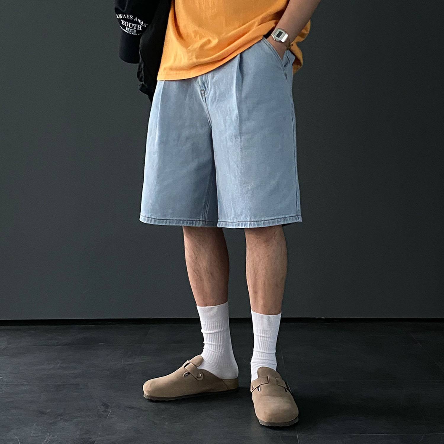 남자흰반바지 남자버뮤다팬츠 6부반바지 - 상세 이미지 2