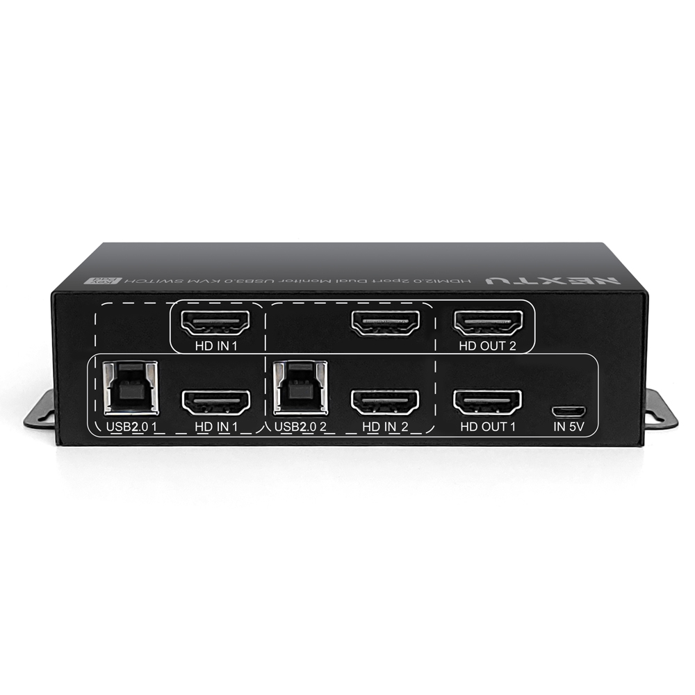 넥스트유 KVM스위치 HDMI 2:1 컴퓨터 노트북 듀얼 모니터 USB허브 2포트 - 메인 이미지