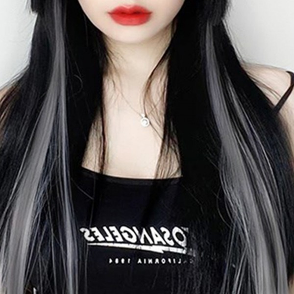 브릿지 헤어 피스 투톤 포인트 가발 붙임머리 똑딱이 : 곰도리상사