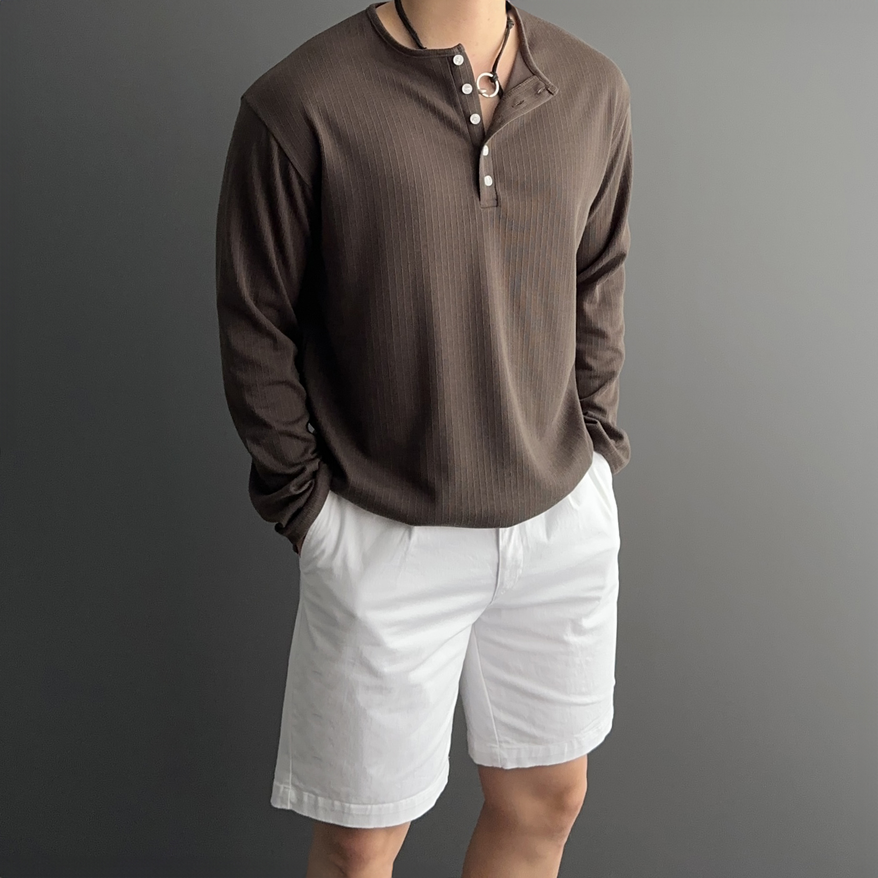 남자흰색반바지 남자버뮤다팬츠 치노반바지 - 상세 이미지 3